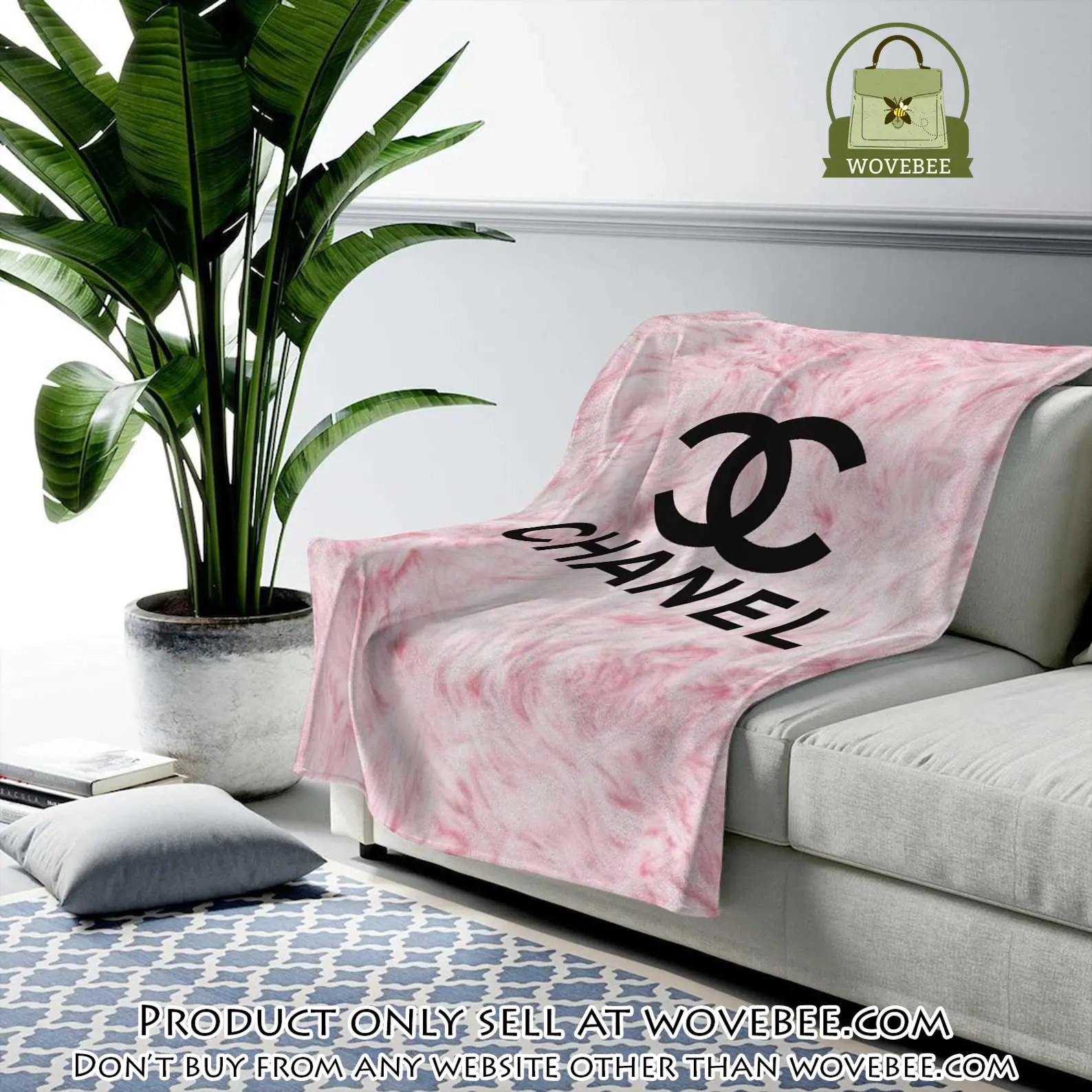 Chanel pinky fashion luxury brand premium blanket fleece home decor wvb4850854